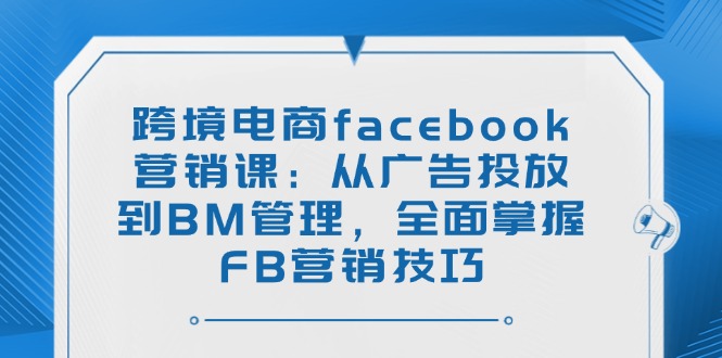 （14314期）跨境电商facebook营销课：从广告投放到BM管理，全面掌握FB营销技巧-千帆网赚