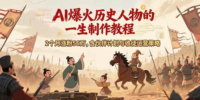 （15336期）AI历史人物赛道课程，2个月涨粉56万，含伙伴计划与收徒运营策略-千帆网赚