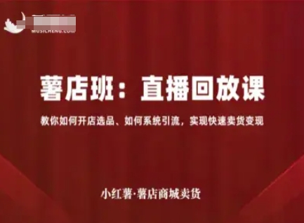 小红薯薯店商城卖货直播回放课，教你如何开店选品、如何系统引流，实现快速卖货变现-千帆网赚
