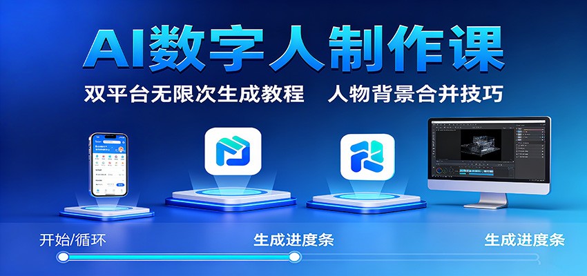 AI数字人制作课：双平台无限次生成教程，人物背景合并技巧-千帆网赚