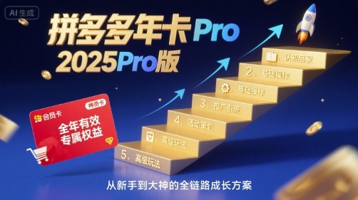 拼多多年卡2025Pro版，五大板块从认知到基础、从推广到活动、从活动到玩法-千帆网赚