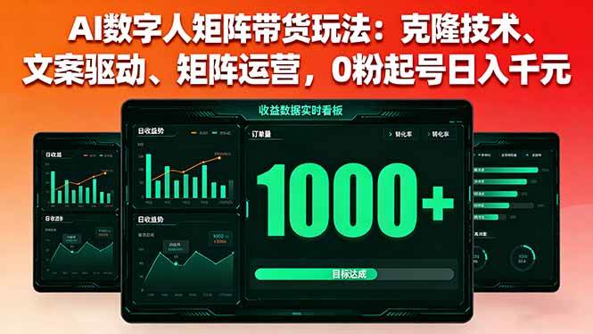 （16050期）AI数字人矩阵带货玩法：克隆技术、文案驱动、矩阵运营，0粉起号日入千元-千帆网赚