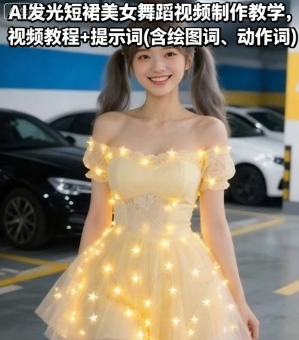 AI发光短裙美女舞蹈视频制作教学，视频教程+提示词(含绘图词、动作词)-千帆网赚