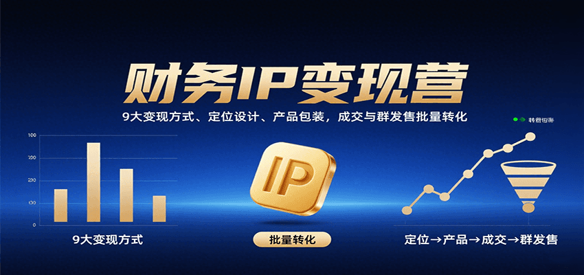 财务IP变现营：9大变现方式、定位设计、产品包装，成交与群发售批量转化-千帆网赚