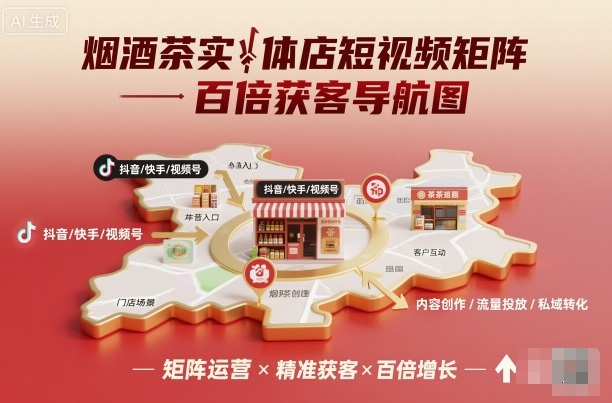 烟酒茶实体店短视频矩阵百倍获客导航图-千帆网赚