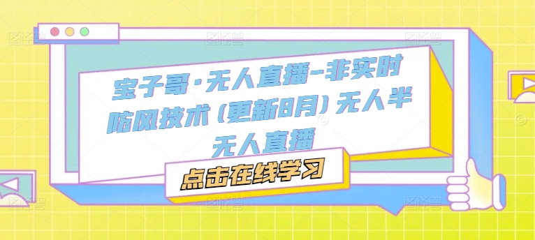 宝子哥·无人直播-非实时防风技术(更新25年7月)无人半无人直播-千帆网赚
