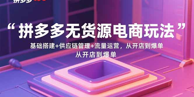 （15886期）拼多多无货源电商玩法：基础搭建+供应链管理+流量运营，从开店到爆单-千帆网赚