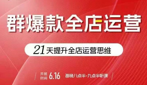 贾真电商群爆款全店运营，21天提升全店运营思维，起店、全店运营爆款不断-千帆网赚