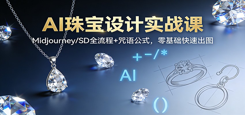 AI珠宝设计实战课：Midjourney/SD全流程+咒语公式，零基础快速出图-千帆网赚