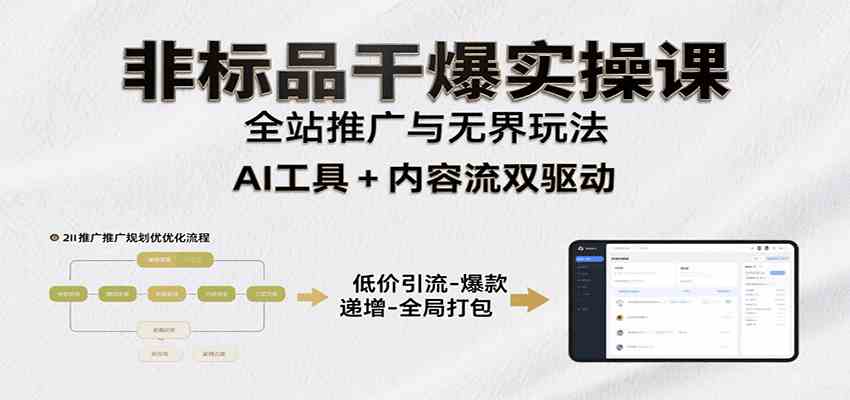 非标品干爆实操课：含多案例及操盘方法，从选品到推广、成交，助力打造爆款实现盈利-千帆网赚