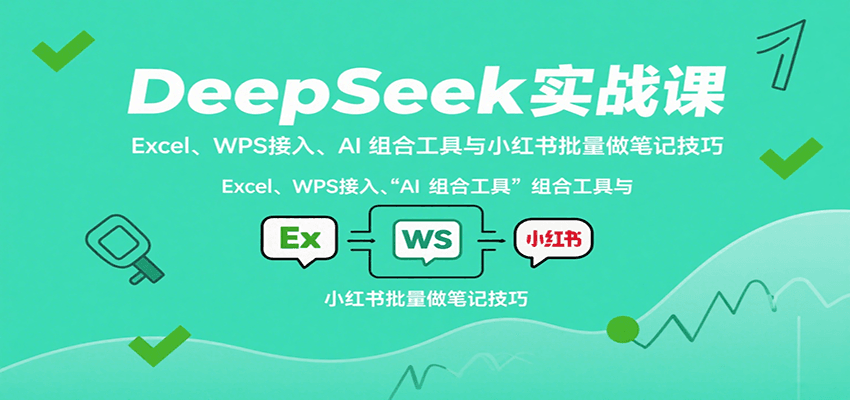 DeepSeek实战课：Excel、WPS接入、AI 组合工具与小红书批量做笔记技巧-千帆网赚