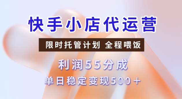 快手小店代运营3.0，模式新升级，收益55分，稳定单日5张【揭秘】-千帆网赚