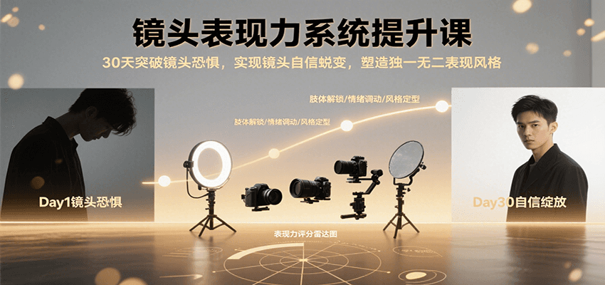 镜头表现力系统提升课，30天突破镜头恐惧实现自信蜕变，塑造独一无二表现风格-千帆网赚