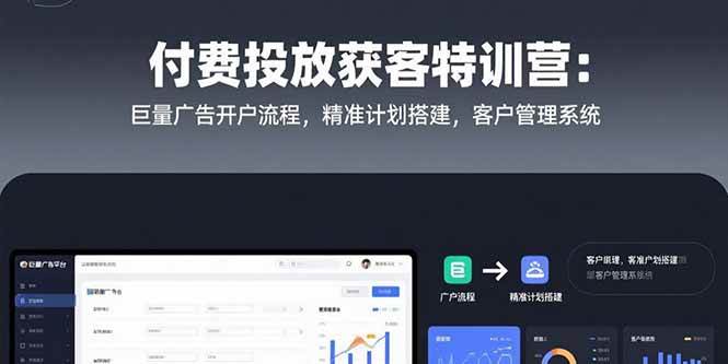 （15426期）付费投放获客特训营：巨量广告开户流程，精准计划搭建，客户管理系统-千帆网赚