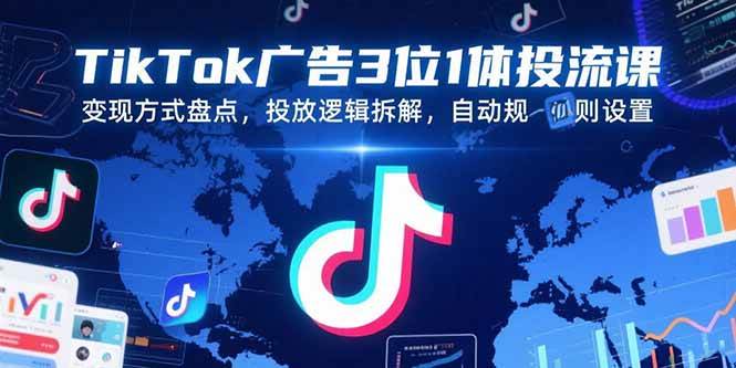 （15460期）TikTok广告3位1体投流课，变现方式盘点，投放逻辑拆解，自动规则设置-千帆网赚