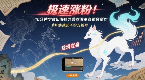 极速涨粉！10分钟学会山海经异兽丝滑变身视频制作，快速起千粉万粉号-千帆网赚
