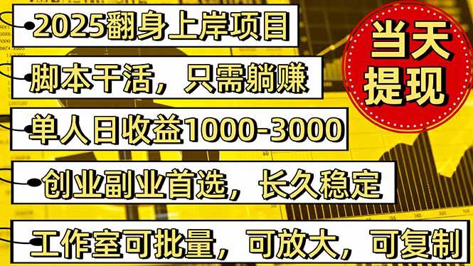 （16501期）2025翻身上岸项目脚本干活，内部客户经理内部开号，单人日收益1000-300…-千帆网赚