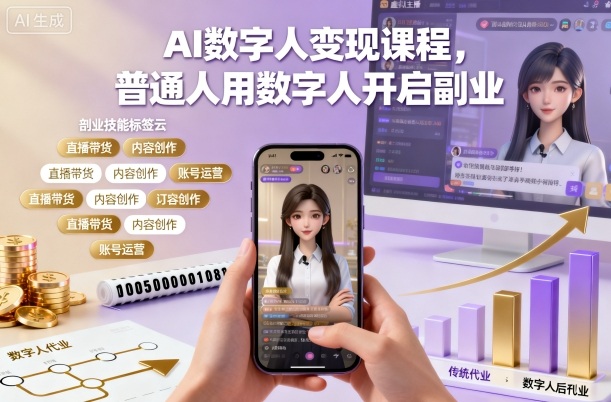 AI数字人变现课程，普通人用数字人开启副业-千帆网赚