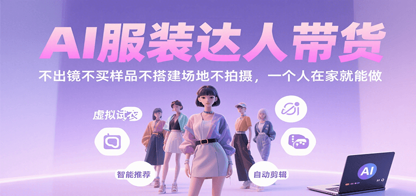 AI服装达人带货，不出镜不买样品不搭建场地不拍摄，一个人在家就能做-千帆网赚