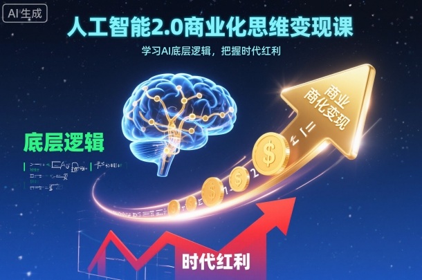 人工智能2.0商业化思维变现课，学习AI底层逻辑，把握时代红利-千帆网赚