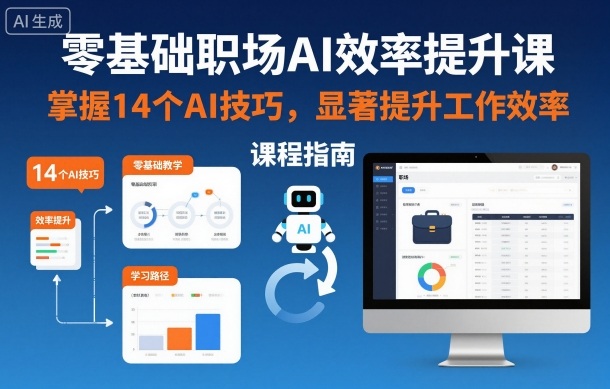 零基础职场AI效率提升课，掌握14个AI技巧，显著提升工作效率-千帆网赚