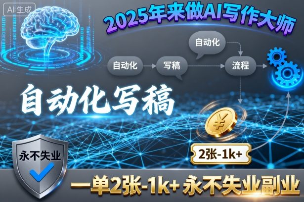 2025年来做AI写作大师，自动化写稿，一单2张-1k+，永不失业副业-千帆网赚