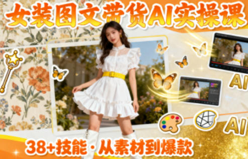 女装图文带货的AI实操课，覆盖38个实用技能，快速提升素材制作效率-千帆网赚