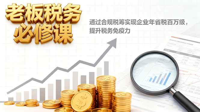 （16426期）老板税务必修课，通过合规税筹实现企业年省税百万级，提升税务免疫力-千帆网赚