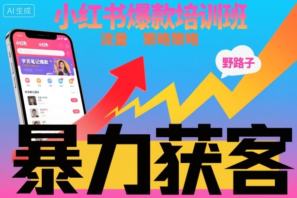 小红书爆款培训班，小红书获客野路子流量打法，暴力持续获客-千帆网赚