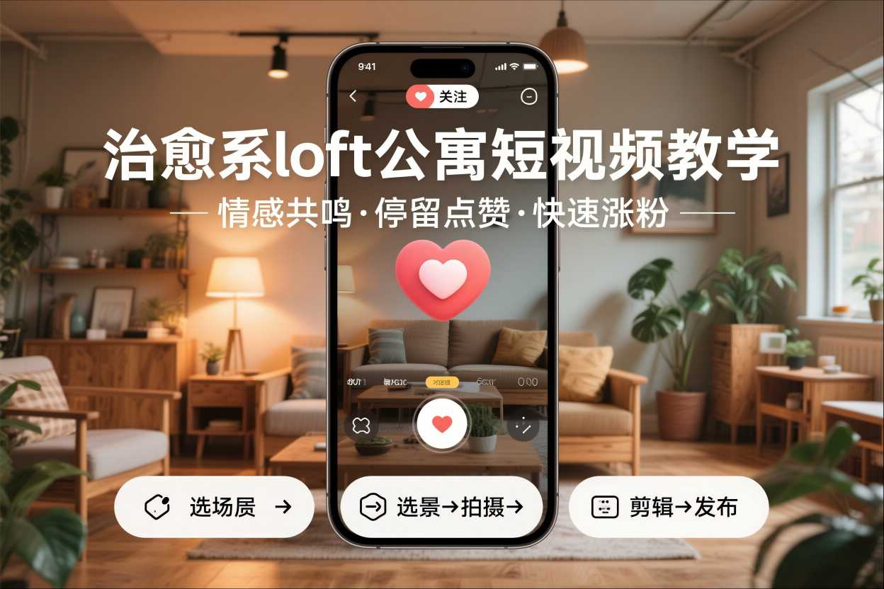 治愈系loft公寓短视频制作教学，情感共鸣引停留点赞关注，快速起号涨粉-千帆网赚