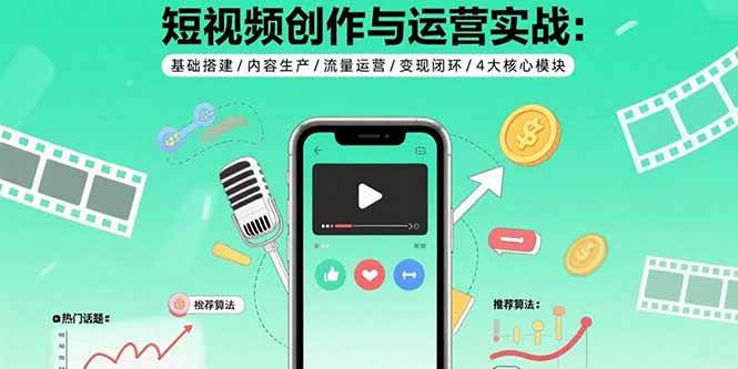 （15819期）短视频创作与运营实战：基础搭建/内容生产/流量运营/变现闭环/4大核心模块-千帆网赚