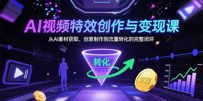 （15587期）AI视频特效创作与变现课：从AI素材获取、创意制作到流量转化的完整闭环-千帆网赚