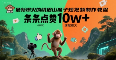 最新爆火的峨眉山猴子短视频制作教程，条条点赞10w+，谁做谁火【教程+提示词】-千帆网赚