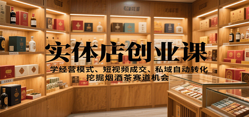 实体店创业课：学经营模式、短视频成交、私域自动转化，挖掘烟酒茶赛道机会-千帆网赚