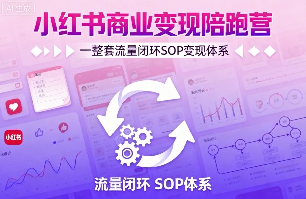 小红书商业变现陪跑营，轻IP矩阵 私域获客 聚光投流，一整套流量闭环SOP变现体系-千帆网赚