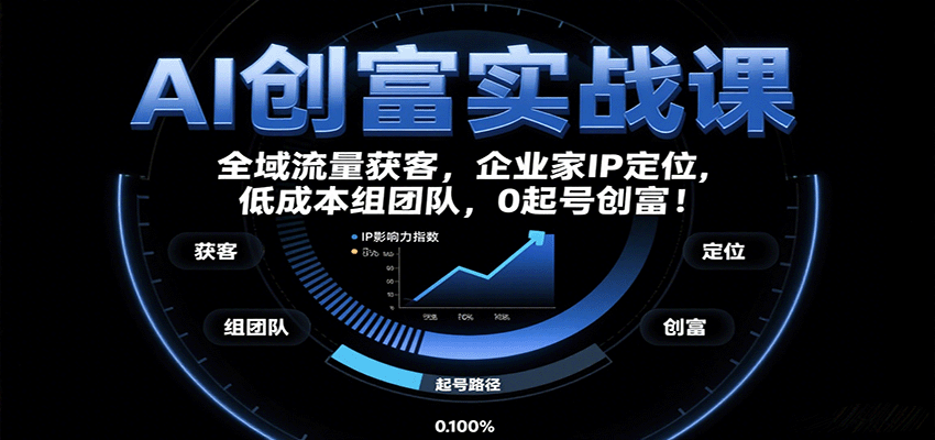 AI创富实战课：企业家IP定位，全域流量获客，低成本组团队，0起号创富！-千帆网赚