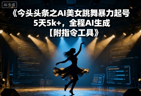 今日头条之AI美女跳舞暴力起号，5天1k+，全程AI生成【附指令工具】-千帆网赚