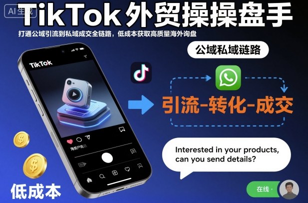 TikTok外贸操盘手，打通公域引流到私域成交全链路，低成本获取高质量海外询盘-千帆网赚