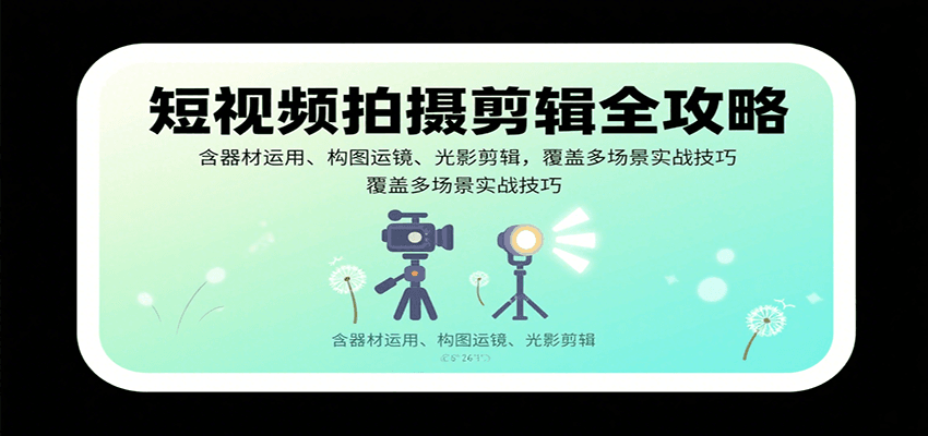 短视频拍摄剪辑全攻略：含器材运用、构图运镜、光影剪辑，覆盖多场景实战技巧-千帆网赚