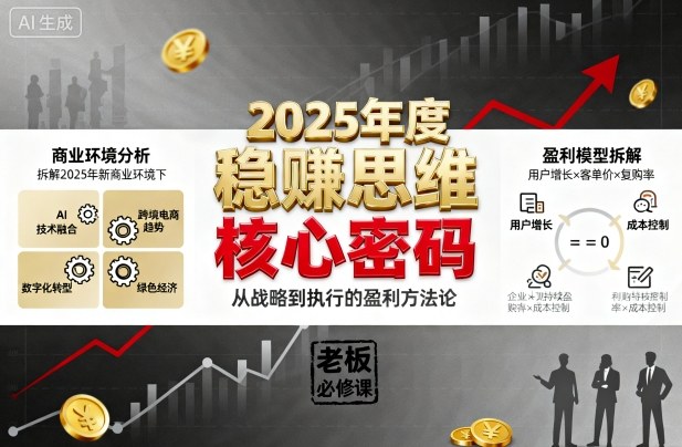 2025年度稳賺思维老板创业营，拆解2025年新商业环境下，企业实现持续盈利的核心密码-千帆网赚