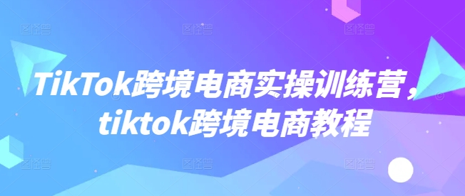 TikTok跨境电商实操训练营，tiktok跨境电商教程-千帆网赚