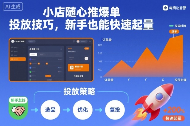 小店随心推爆单投放技巧，新手也能快速起量-千帆网赚