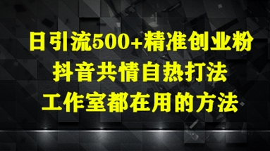 日引流500+精准创业粉，抖音共情自热打法，工作室都在用的方法-千帆网赚