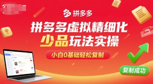 拼多多虚拟精细化少品玩法实操，小白0基础轻松复制-千帆网赚
