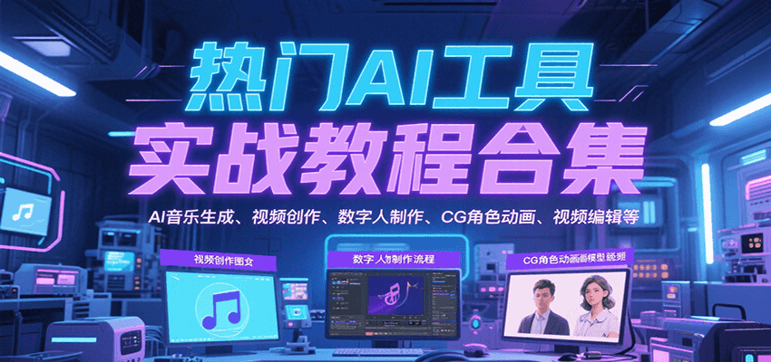 热门AI工具实战教程合集，AI音乐生成、视频创作、数字人制作、CG角色动画、视频编辑等-千帆网赚