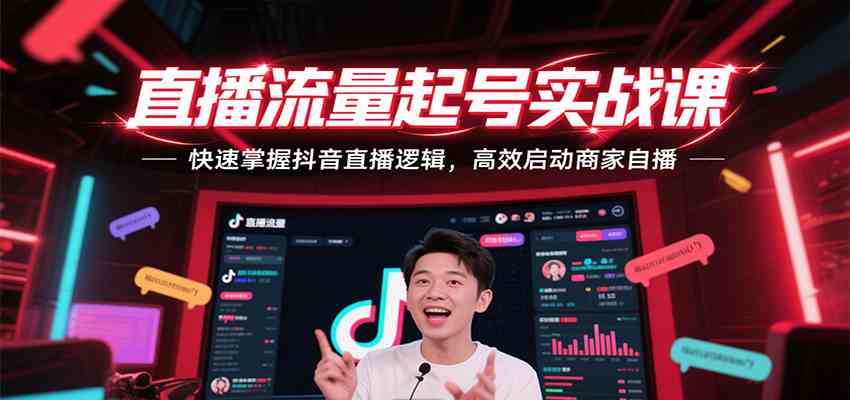 直播流量起号实战课，快速掌握抖音直播逻辑，高效启动商家自播-千帆网赚