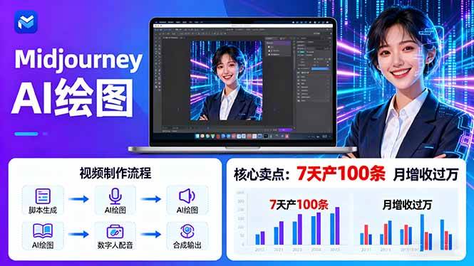 （16049期）AI绘图照片开口说话视频制作：Midjourney+数字人，7天产100条月增收过万-千帆网赚