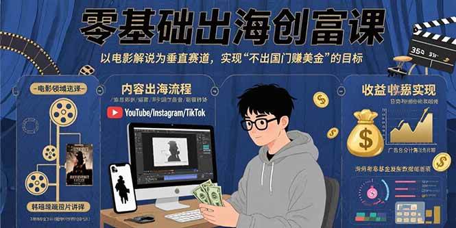 （15709期）零基础出海创富课：以电影解说为垂直赛道，实现不出国门赚美金的目标-千帆网赚