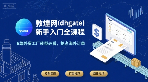 敦煌网(dhgate)新手入门全课程，B端外贸工厂转型必看，抢占海外订单-千帆网赚