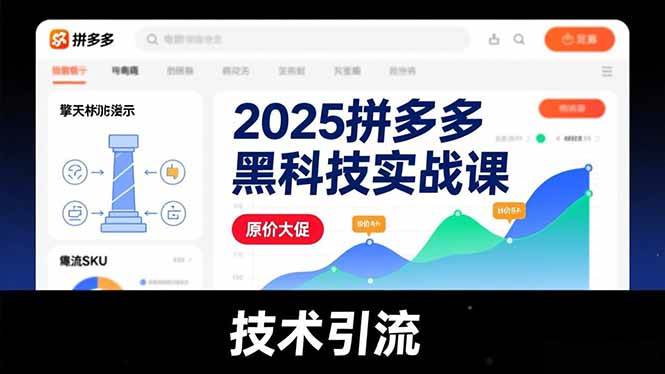 （16977期）2025拼多多黑科技实战课，擎天柱玩法、爆流SKU、原价大促，技术引流，单店日销轻松破千单-千帆网赚